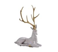 Wmqbjta Figurine Décorative D'élan, Sculpture Animale En Résine, Collection Moderne, Finitions Soignées, Très Détaillée, Idéale pour Un Meuble, Une étagèr, Blanc Assis