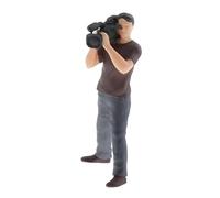 Wmqbjta Figurine Miniature Personnage Photographe Figurine Train Parc Résine Artisanale Modélisme Adapté Bureau Maison Hauteur, Brun Stand