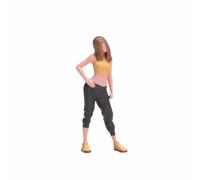 Wmqbjta Figurine Peinte Miniature Figurine Résine Figurine Personnage Modélisme Maquette Silhouette Féminine 1/64 avec Cheveux Mi-Longs et Pantalon Ajusté