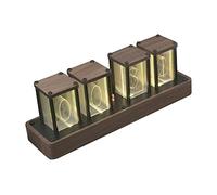 Wmqbjta Horloge de Table à Tubes Nixie, Affichage Numérique Multicolore LED, Alimentation USB, Minuterie 12/24 H, Mode Alarme, Idéale pour Le Salon, Bricolage en bois à quatre tubes