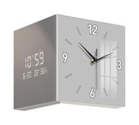 Wmqbjta Horloge Murale d'angle Au Design Polyvalent, Double Affichage Transparent, Fonction Horloge Rétroéclairée, Installation Murale Facile, Idéale pour, Gris