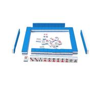 Wmqbjta Jeu de Mahjong Miniature de 144 Pièces (version Chinoise) - Jeu de Table Classique, Portable pour Une Utilisation à La Maison et En Déplacement, Bleu