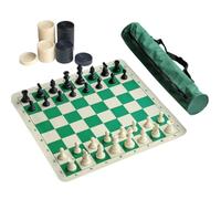 Wmqbjta Jeu d'Échecs Extérieur Ensemble Portable Échiquier Pliant Tapis de Plateau Pièces Complètes Sac à Poignées pour Rangement Sécurisé Adapté au, 51 51cm, 32 Pièces D Échecs + 24 Pièces De Dames