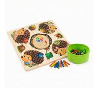 Wmqbjta Jeu Sensoriel Enfant Jeu Pédagogique en Bois Planche d'Activité Hérisson Roue Colorée Motricité Fine et Coordination Comptage et Cognition par Le Jeu