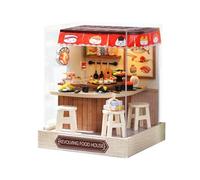 Wmqbjta Kit de Maison de Poupée Miniature En Bois à Monter Soi-même, avec Cadre Photo et éclairage LED, Idéal pour Offrir, Maison de la nourriture