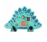 Wmqbjta Learning Board Tableau Sensoriel Planche d'Éveil Jouet Interactif Jeu d'apprentissage Thème Dinosaure en Bois et Métal avec Lumières Colorées et, Planche Stégosaure