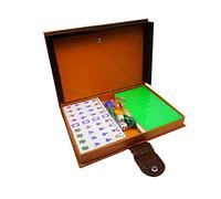 Wmqbjta Mahjong Chinois Mini Ensemble 144 Tuiles Jeu Traditionnel Club Plateau Valise Rigide Acrylique Résistant Adapté Aux Soirées Familiales Divertissement, Vert