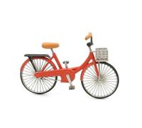 Wmqbjta Miniature Vélo Méticuleux Résine Finition Réaliste Modèle de Bicyclette Panier Structure Mini Détails Convient à Décor de Collection Bureau Salon Vitrine, Rouge
