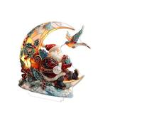 Wmqbjta Plaque décorative en acrylique 2D en forme de lune pour centre de table - Étanche - Avec base stable - Convient pour un cadeau, une décoration d'intérieur, des vacances, un Père Noël