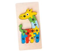 Wmqbjta Puzzle en Bois Animal Jeu de Construction Numéro Motricité Créativité Couleurs Différentes Coordination Œil Main Convient Cadeaux Déco Chambre, Girafe