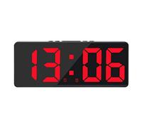 Wmqbjta Réveil Numérique LED Affichage Large Digital Silencieux Table Réveil USB Multifonction avec Affichage de La Température et de La Date Double Alarm, Rouge
