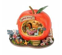 Wmqbjta Scène Industrielle Maquette Miniature Boutique Fruit Maison Miniature Kit Maquette Décor Étudiant Matériaux Résine Bois Papier avec Éclairage LED, Lapin Pomme