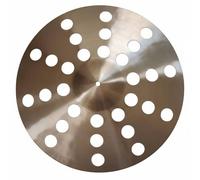 Wmqbjta Schlaginstrument Becken Cymbale Instruments Musique Accessoire Perforé Bronze Aspect Poli Adapté à la Musique Live Répétition de Groupe Pratique à Domicile, 18 Pouces 45,8 Cm