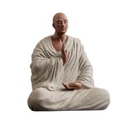 Wmqbjta Statue de Bouddha Décorative En Céramique Artisanale, Sculpture Créative, Ornement de Bureau Adapté Au Salon, Gris 8.5 X 6 X 10 Cm