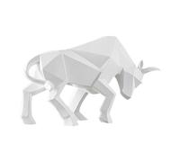 Wmqbjta Statue de Taureau Décorative, Sculpture, Figurine En Résine, Ornement de Musée, Centre de Table, Idéale pour Offrir, Salon, Entrée, Salle à Manger, Bi, Blanc