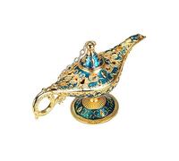 Wmqbjta Statue Génie Lampe Souhaitant Lumières À Collectionner Affichage de Table Ornement Pot Accessoires Arabes Lampe Lampe À Huile pour Halloween Fêt, Bleu Auréat