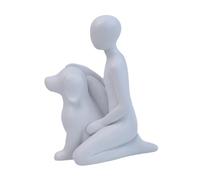 Wmqbjta Statue Homme et Chien Figurine Résine Animale Art Décoratif pour Collectionneur Adapté à La Consolation Bureau Décoration Maison, Blanc