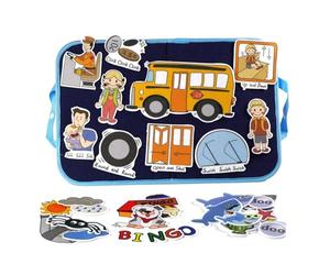 Wmqbjta Tableau D'histoires En Feutrine pour Enfants de 1 à 5 Ans : Un Jeu D'apprentissage Interactif pour Parents et Enfants, bus