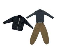 Wmqbjta Vêtement de Poupée Ensemble de Veste Miniature Pantalon Pull Costumé pour Figurine Soldat 1/6 Habillage Facile Convient pour Collection de Figurines M, noir