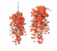 Wmqbjta Vigne Fleurie Artificielle Liseron Eucalyptus à Tige Flexible pour Murale Clôture Pergola Treillis Utilisation Intérieure Extérieure Décoration, Rouge Coucher d'automne