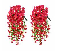 Wmqbjta Vigne Fleurie Artificielle Liseron Eucalyptus à Tige Flexible pour Murale Clôture Pergola Treillis Utilisation Intérieure Extérieure Décoration, Rose Rouge