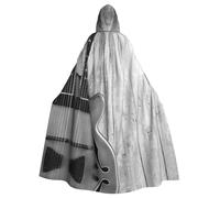 WMSYJHLA Cape à capuche unisexe avec photos de guitare sur vieux bois pour Halloween, déguisement de Noël pour adultes, vampire, sorcière