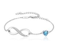 WMUVAZA Bracelet Femme Argent, Bracelet d’amour Femme Réglable, Bracelet Infini Coeur Bijoux Femme avec Zircone Réglable Bracelet Femme Argent Infini, pour Maman Épouse Fille Amie
