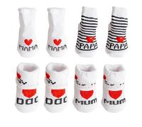 WMUVAZA Chaussettes Bébé 0-3 Mois, 4 Paires Bottines Chaussettes Bébé, Chaussettes en coton pour bébé chaussettes mignonnes J'aime MaMan + j'aime PaPa Chaussette et Maman Nouveau-né Baby Shower