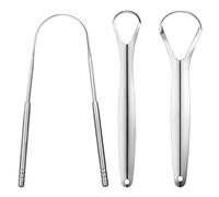 WMUVAZA Gratte-langue en, 3 Pièces Gratte Langues en Acier Inoxydable, Tongue Scraper Cleaner Racle Langue Remède Contre La Mauvaise Haleine, Brosse à Langue Pour le Nettoyage De la Bouche