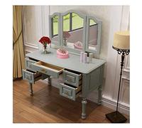 WMXZHJ Ensemble de coiffeuse de luxe pour chambre à coucher, coiffeuse, style vintage, tabouret rembourré, miroir ovale, tiroirs, ensemble de 2/3 pièces, 119,4 x 55,6 x 75,6 cm (couleur