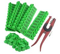 WMYCONGCONG 1-100 Nombre Plastique Bétail d'oreille Tag Animal Tags et 1 Pcs Oreille Tag Applicateur pour chèvre Mouton, Vert