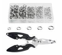 WMYCONGCONG 200 pièces Anneaux fendus en Acier Inoxydable pour la pêche Connecteurs pour leurres avec Pince de pêche Extracteur d'hameçons pour leurres de pêches