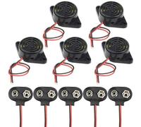 WMYCONGCONG 5 pièces DC 3-24V Buzzer électronique Sonde d'alarme Bip continu et kit de Connexion à Clip pour Batterie 9V (5 pièces)