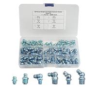 WMYCONGCONG 80 pièces Kit d'assortiment de raccords hydrauliques à graisse Zerk Raccord de graissage SAE standard droit, à 90 degrés, coudé à 45 degrés pour remplacer un raccord cassé