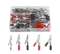 WMYCONGCONG Assortiment de 120 Kit d'assortiment de pinces crocodiles métalliques et de pinces de test électriques avec aiguilles en plastique (rouge et noir)