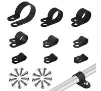 WMYCONGCONG Assortiment de 180 clips de câble de type R en nylon noir - Clips de fixation pour cordon de serrage à vis de 1/8", 3/16", 1/4", 5/16", 3/8", 1/2", 5/8", 3/4", 1" + 180 cm Vis
