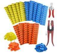 WMYCONGCONG Étiquette d'oreille en plastique pour le bétail (1 à 100) Marqueur pour animaux avec outil de retrait des marques auriculaires et pince d'application des marques auriculaires