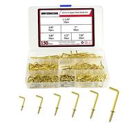 WMYCONGCONG Kit de 150 crochets carrés à visser en métal plaqué laiton avec petits crochets à angle droit auto-taraudeuses pour suspension, 6 tailles