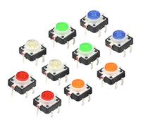 WMYCONGCONG Lot de 10 Interrupteur à bouton-poussoir tactile momentané à LED 12 mm x 12 mm x 7 mm Interrupteur à bouton-poussoir tactile rouge