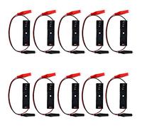 WMYCONGCONG Lot de 10 Support de Batterie avec Pinces Crocodiles, Fils conducteurs, 1 x 1,5 V, boîtier de Rangement de Batterie en Plastique avec Fils