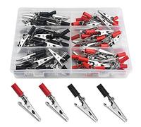 WMYCONGCONG Lot de 100 Pinces crocodiles en métal Pinces de test électrique avec mains en plastique Kit rouge et noir