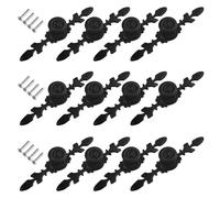 WMYCONGCONG Lot de 12 boutons de tiroir de placard de cuisine de 12 cm avec plaque antique - Pour meubles, placards, portes de meubles, armoires, portes de meubles, motif floral noir
