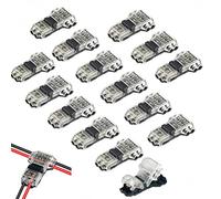 WMYCONGCONG Lot de 15 Connecteur de fil 2 broches 2 voies Connecteurs universels basse tension à fils compacts de type T Pas de dénudage nécessaire pour les câbles 20/22 AWG (type T).