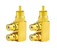 WMYCONGCONG Lot de 2 Adaptateur répartiteur RCA mâle vers 2 connecteurs répartiteurs à Angle Droit Femelles