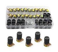 WMYCONGCONG Lot de 20 Kit de potentiomètre linéaire rotatif conique à arbre moleté B10K 10K Ohm avec bouton noir (WH148)