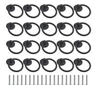 WMYCONGCONG Lot de 20 Poignées de tiroir et boutons en métal à anneau rond de 4,3 cm Poignée d'armoire à un trou Poignée noire mate pour tiroirs de commode armoire penderie