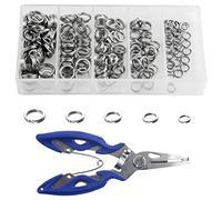 WMYCONGCONG Lot de 200 Anneaux fendus de pêche en Acier Inoxydable Double Snap Lure Tackle Connectors Pince de pêche pour enlever Les hameçons pour leurres de pêches Set d'accessoires
