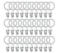 WMYCONGCONG Lot de 40 Anneaux de Rideaux en métal avec Clips, Crochets de 2,5 cm de diamètre intérieur, œillets décoratifs Vintage antirouille pour Rideaux de fenêtre, nœuds, Casquettes, etc., Blanc