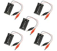 WMYCONGCONG Lot de 5 Boîtier de Rangement pour Piles en Plastique avec Pinces Crocodiles et Fils conducteurs, pour 2 Piles de 1,5 V