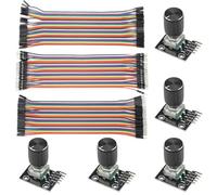 WMYCONGCONG Lot de 5 Module d'encodeur rotatif KY-040, encodeurs à 360 degrés avec bouton, module de capteur en brique et kit de 120 câbles de liaison multicolores pour platine d'expérimentation